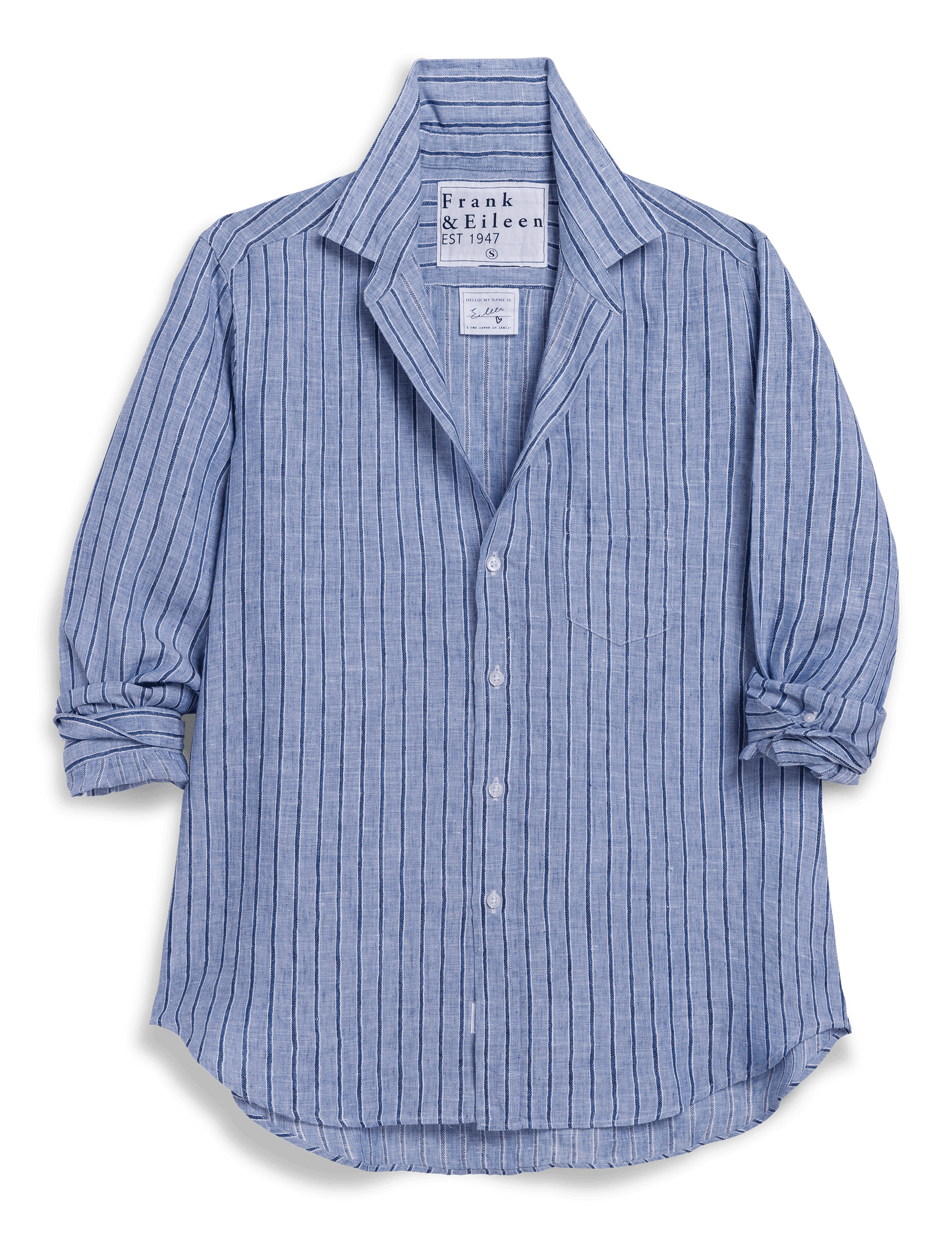 EILEEN Blue and Navy Stripe, Italian Classic Linen