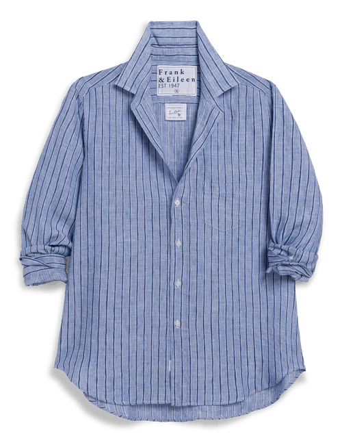 EILEEN Blue and Navy Stripe, Italian Classic Linen