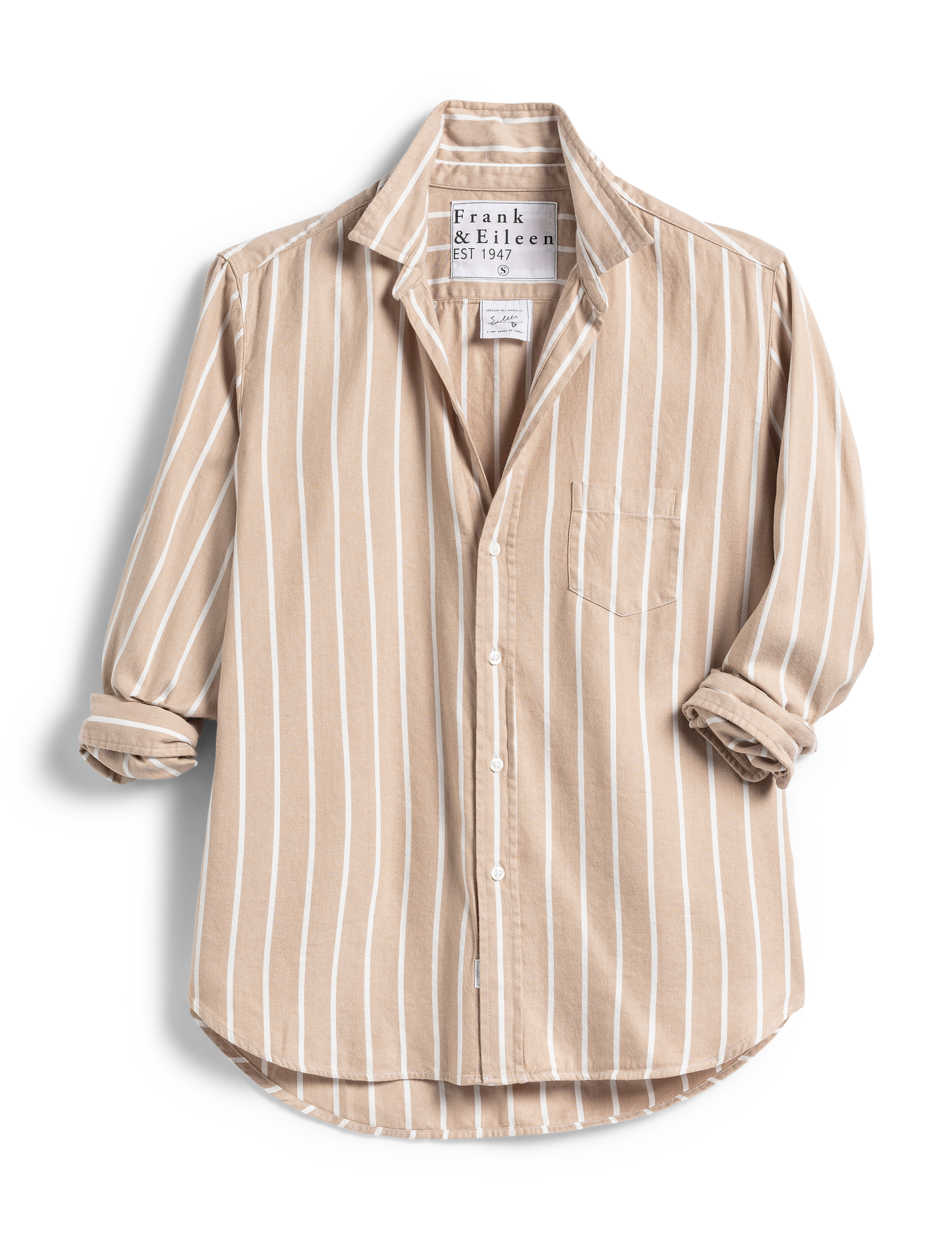 EILEEN Camel with White Stripe, Brushed Cotton