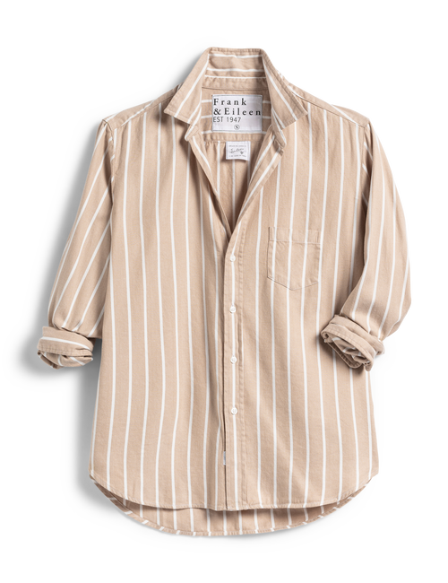 EILEEN Camel with White Stripe, Brushed Cotton