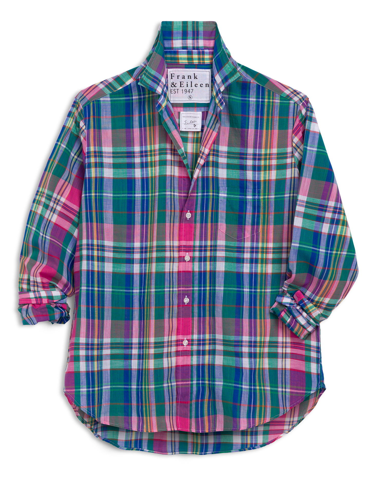 EILEEN Green and Pink with Blue Plaid, Italian Cotton