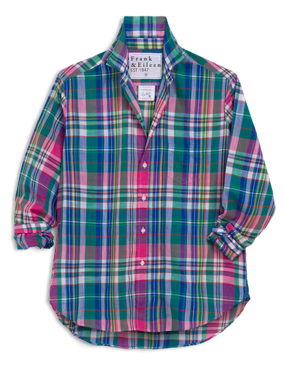 EILEEN Green and Pink with Blue Plaid, Italian Cotton