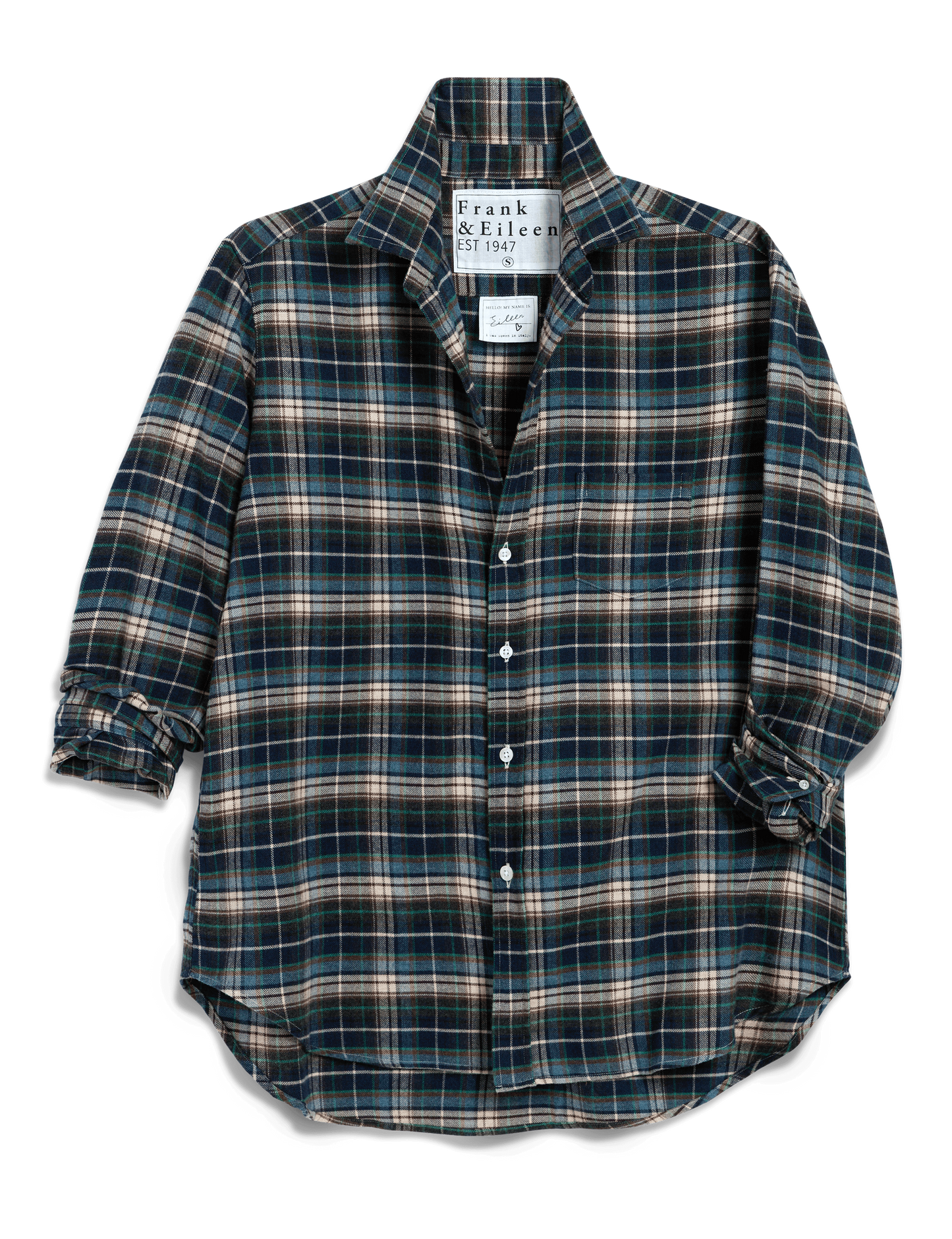 EILEEN Gray and Tan with Blue Plaid, Italian Flannel