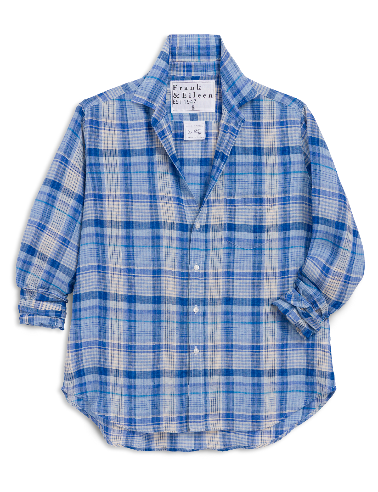 EILEEN Multi Blue Plaid, Italian Classic Linen