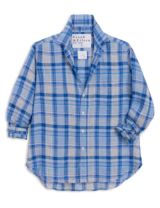 EILEEN Multi Blue Plaid, Italian Classic Linen