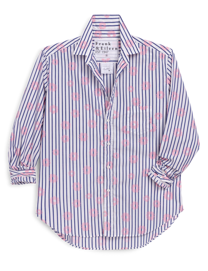 EILEEN Pink Flowers with Blue Stripe, Italian Superluxe