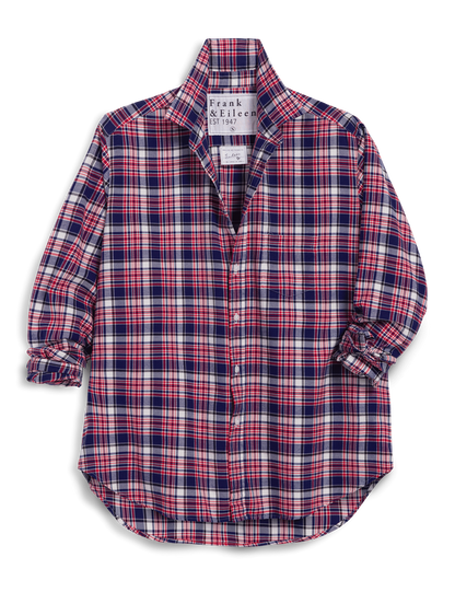 EILEEN White and Black with Red Plaid, Italian Flannel