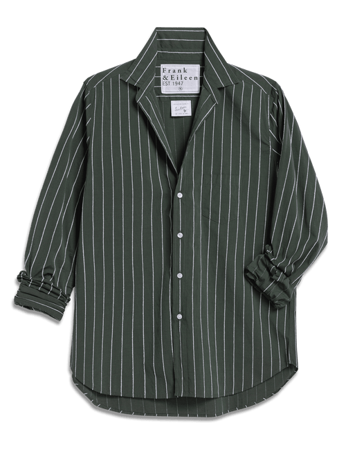 EILEEN Green and White Textured Stripe, Italian Cotton