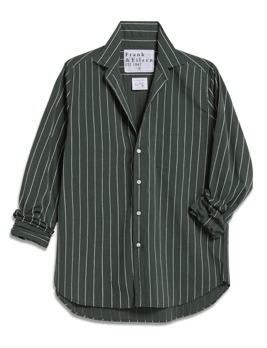EILEEN Green and White Textured Stripe, Italian Cotton