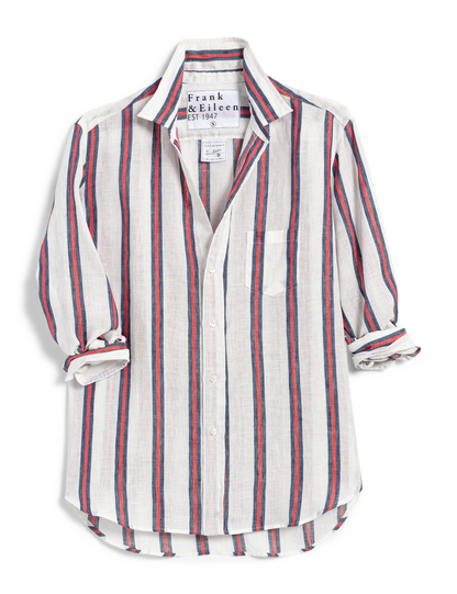 EILEEN Red and Navy Stripes, Italian Classic Linen