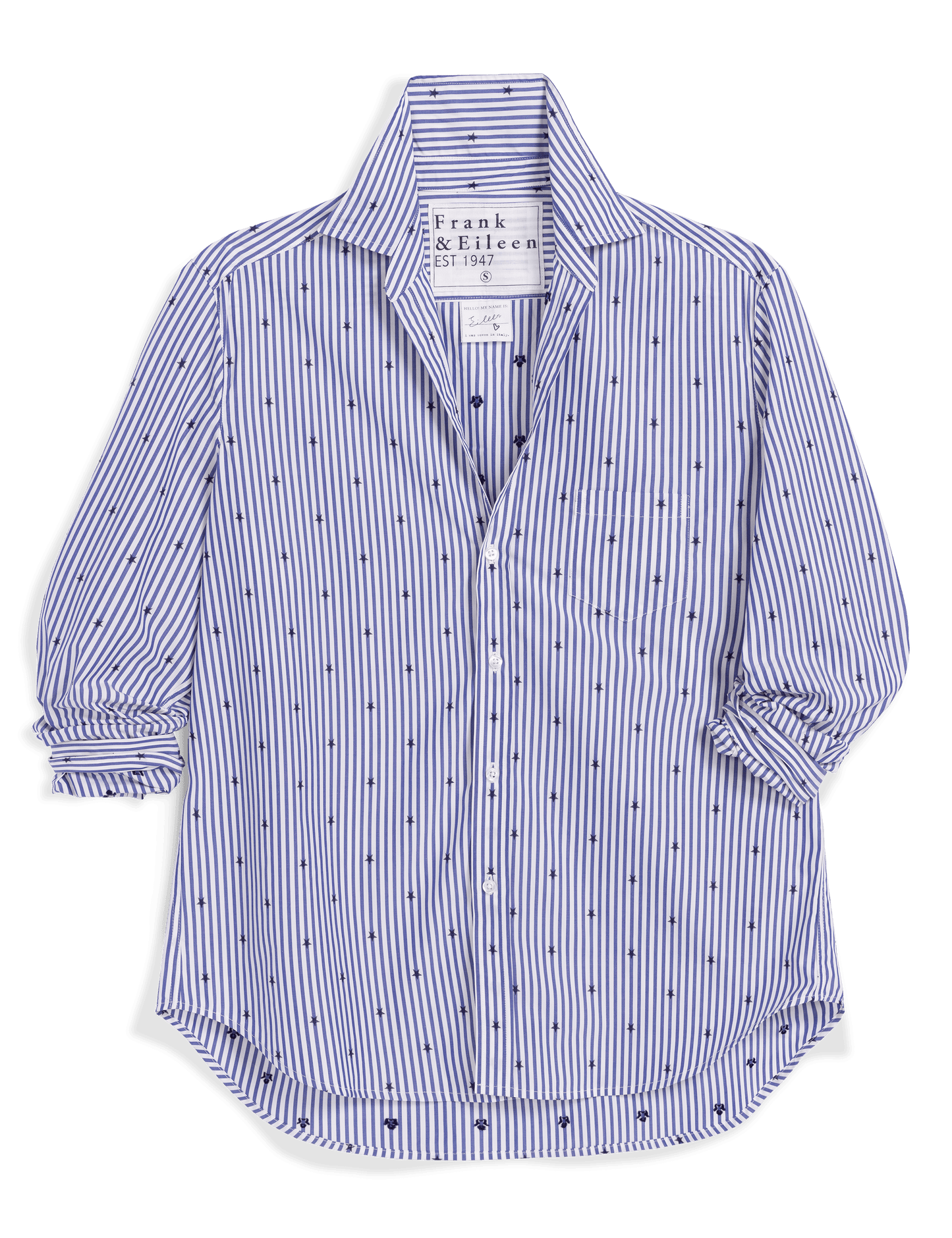 EILEEN Blue Stripe with Navy Stars, Italian Cotton