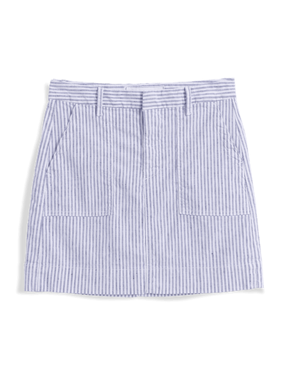 JAMESON SKIRT Navy and White Stripe, Italian Performance Linen