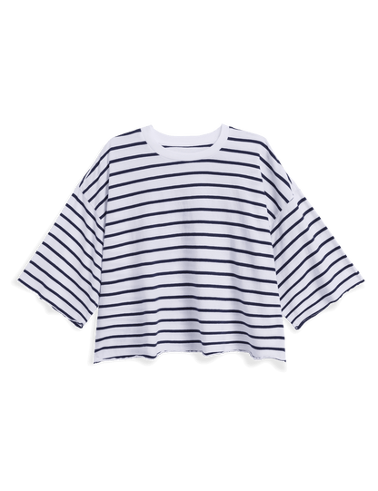 PRESLEY Wide Navy French Stripe, Vintage Jersey