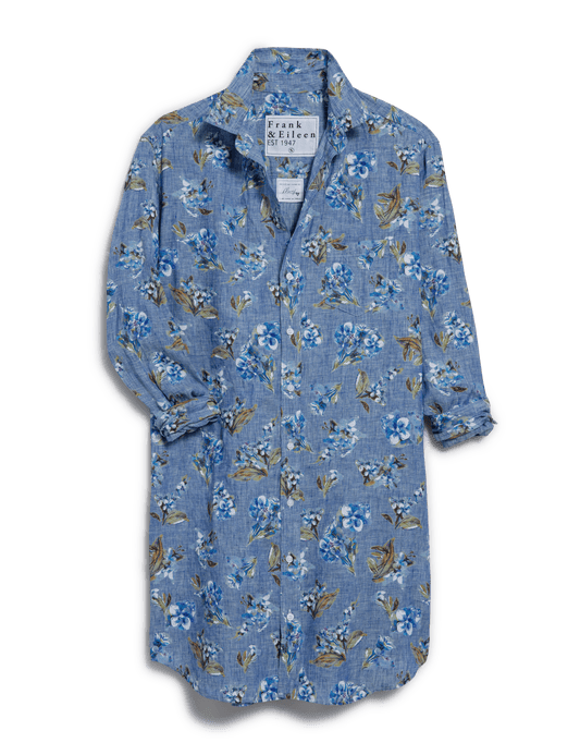 MARY Blue Floral, Italian Classic Linen