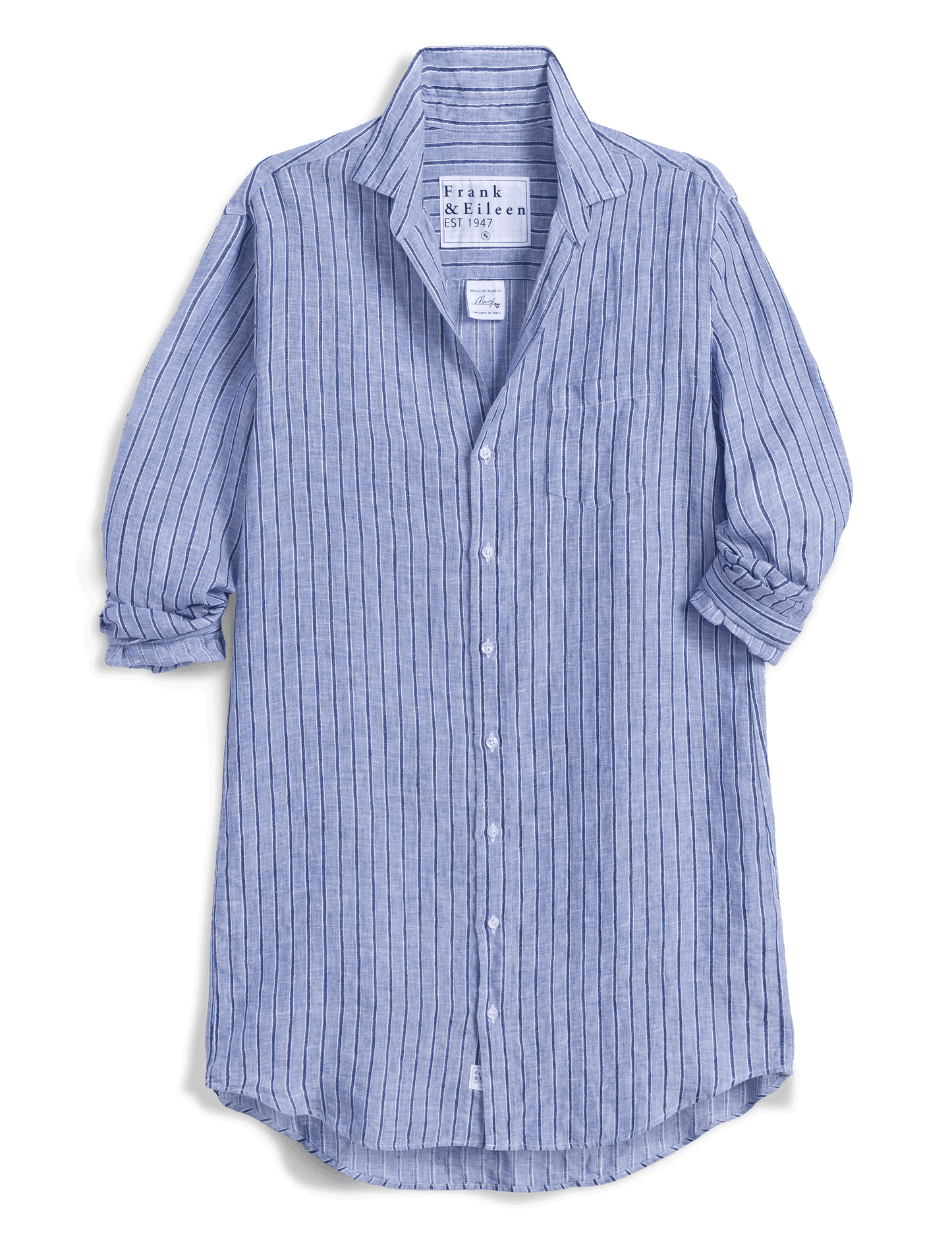 MARY Blue and Navy Stripe, Italian Classic Linen