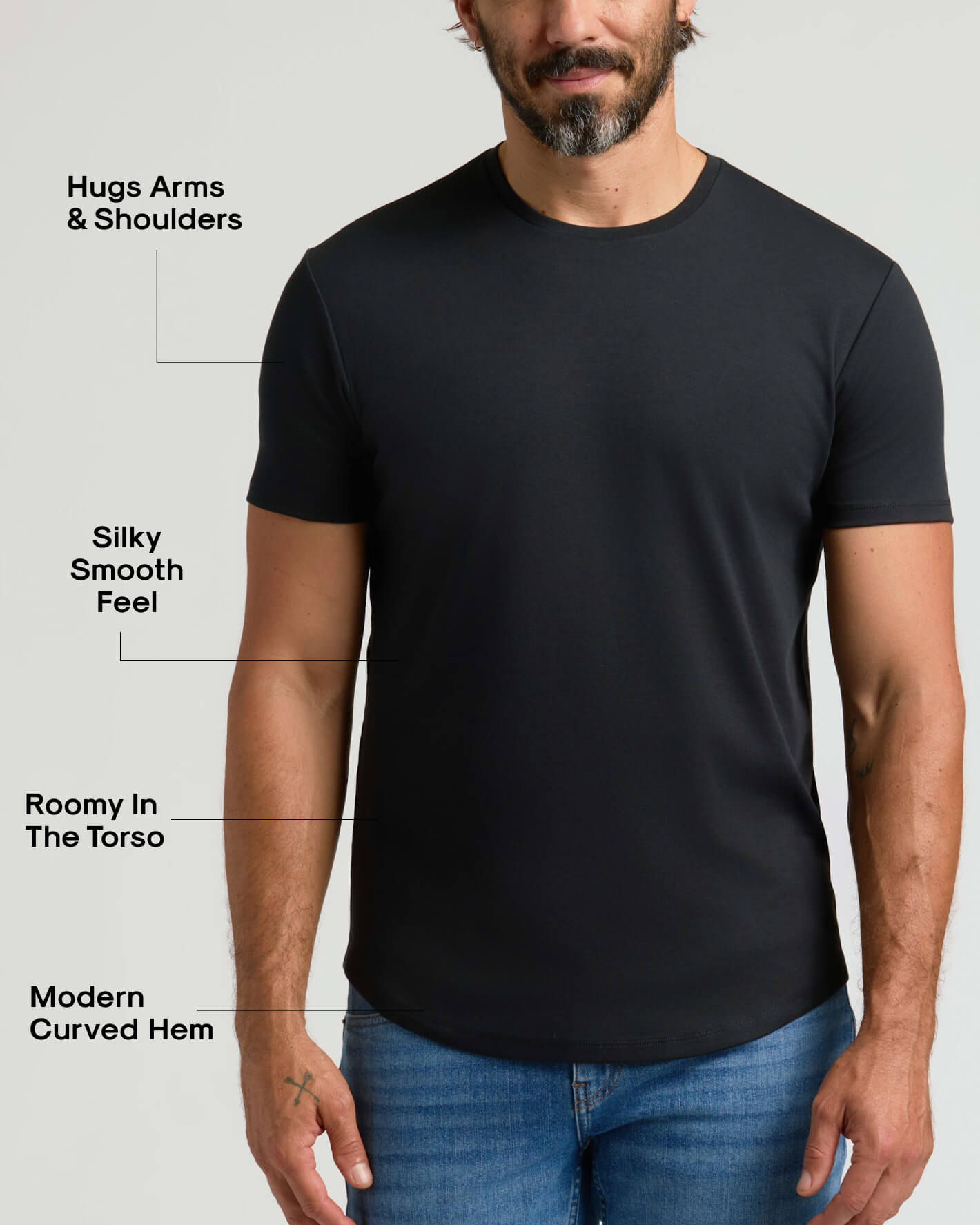 Pima Cotton Blend Curved Hem Crew 2-Pack