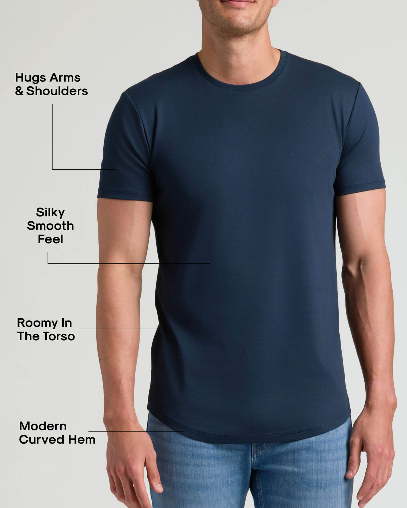 Tall Pima Cotton Blend Curved Hem Crew 4-Pack