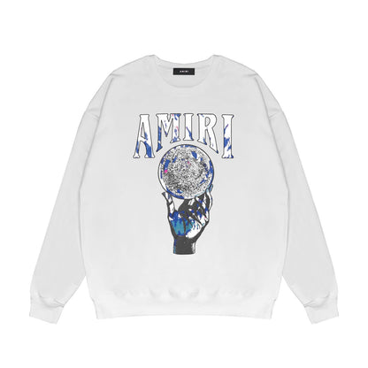 Amiri Long-Sleeve Shirt Personality Printed Crew Neck Sweatshirt