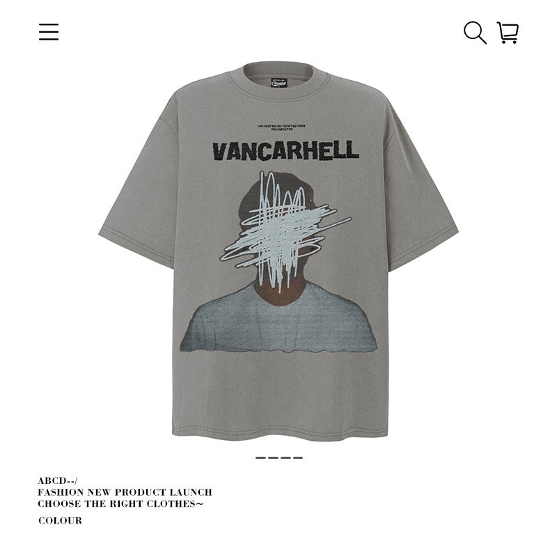 American vintage street T-shirt pure cotton men's and women's summer loose