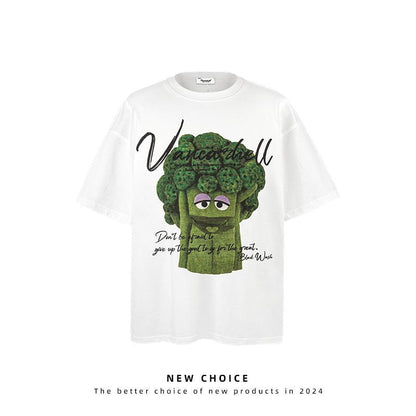 American vintage street T-shirt men's loose summer half-sleeved shirt