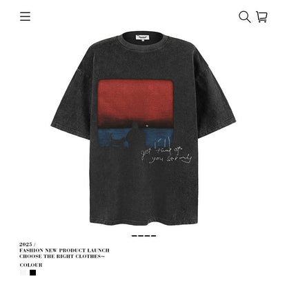 American vintage street T-shirt summer loose vintage menswear