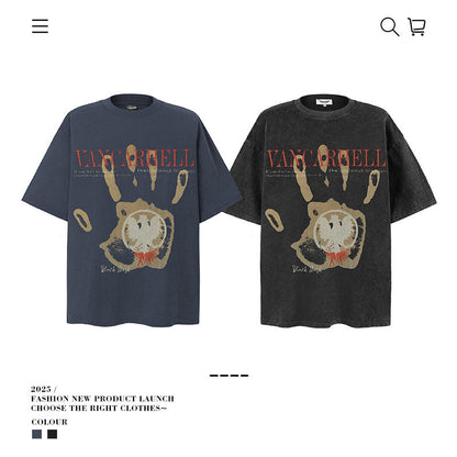 American vintage street T-shirt men's vintage cotton summer