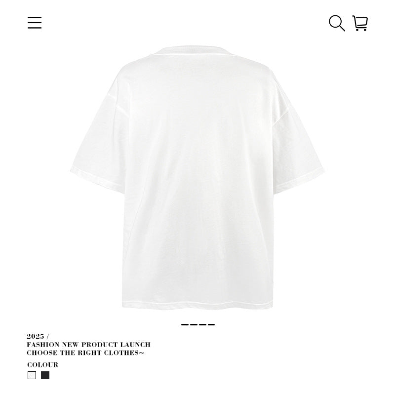 American vintage street T-shirt men's loose spring and summer half-sleeved shirt