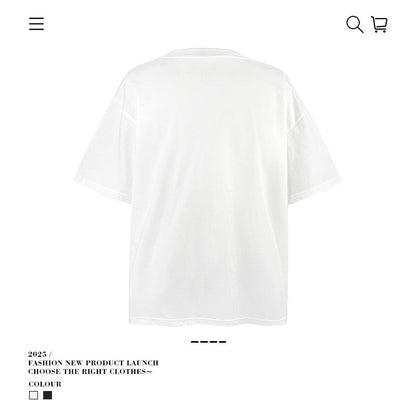 American vintage street T-shirt men's loose spring and summer half-sleeved shirt