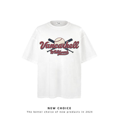 American vintage street T-shirt retro men's summer loose half-sleeved shirt