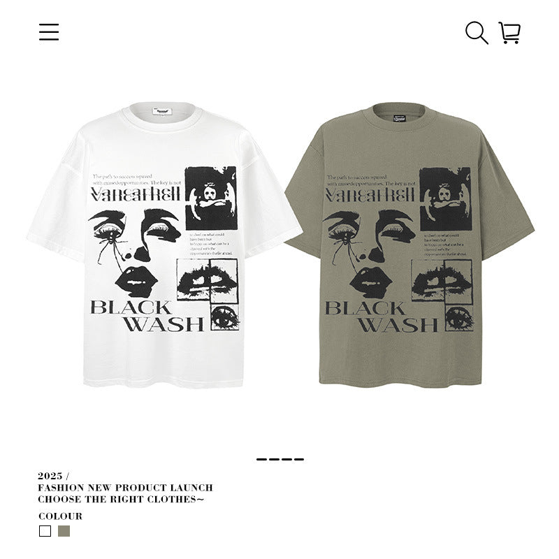 American vintage street T-shirt vintage loose cotton summer boys