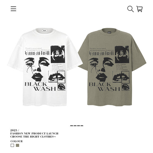 American vintage street T-shirt vintage loose cotton summer boys