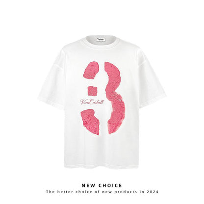 American vintage street T-shirt retro design men's summer loose half-sleeved shirt