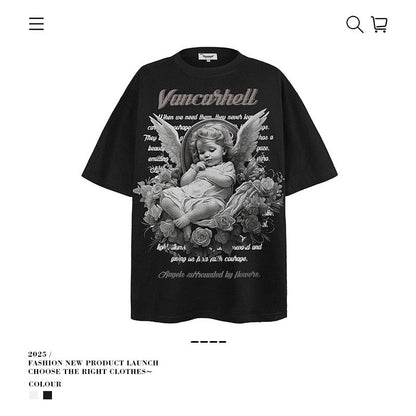 American vintage street T-shirt men's loose top