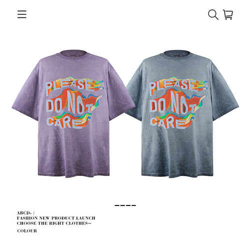 American vintage street T-shirt pure cotton retro men's and women's summer loose