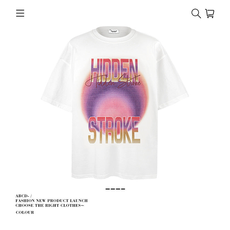American vintage street T-shirt cotton men's summer loose