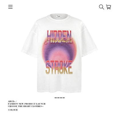 American vintage street T-shirt cotton men's summer loose