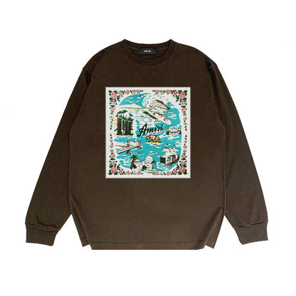Amiri Long Sleeve Shirt Fashion Brand Long Sleeve Long-Sleeved T-shirt Blouse
