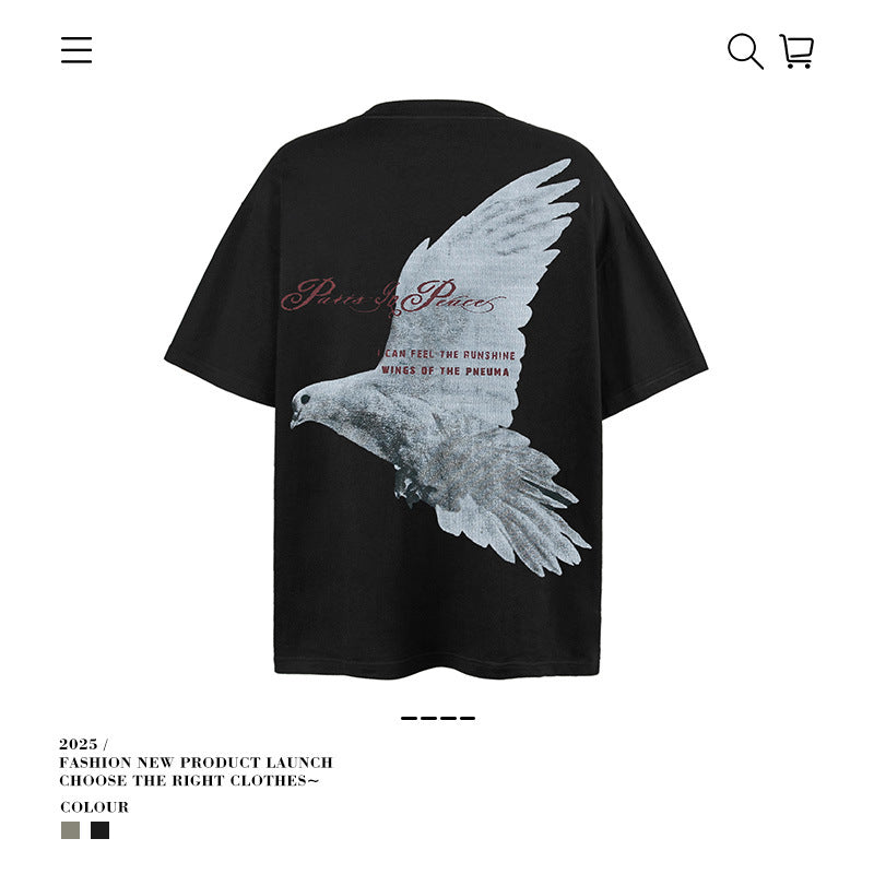 American vintage street T-shirt loose cotton summer men