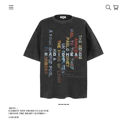 American vintage street T-shirt retro men's loose top