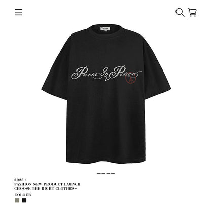 American vintage street T-shirt loose cotton summer men