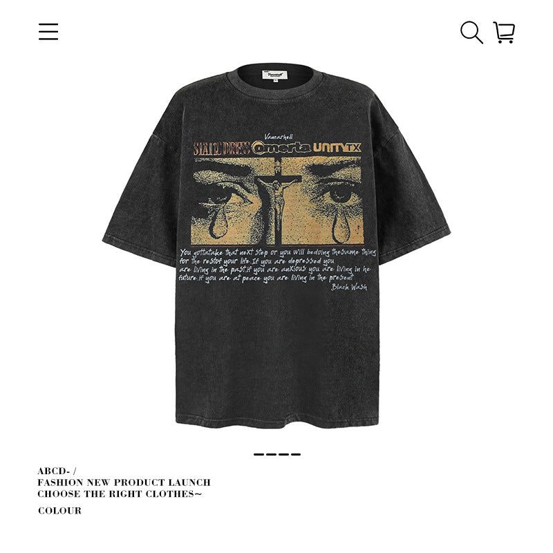 American vintage street T-shirt men's loose cotton