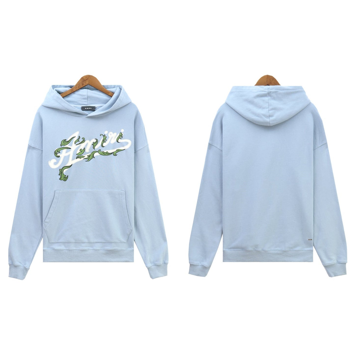Amiri Hoodie AMI Botanical Letter Pattern Crew Neck Pullover Long Sleeve