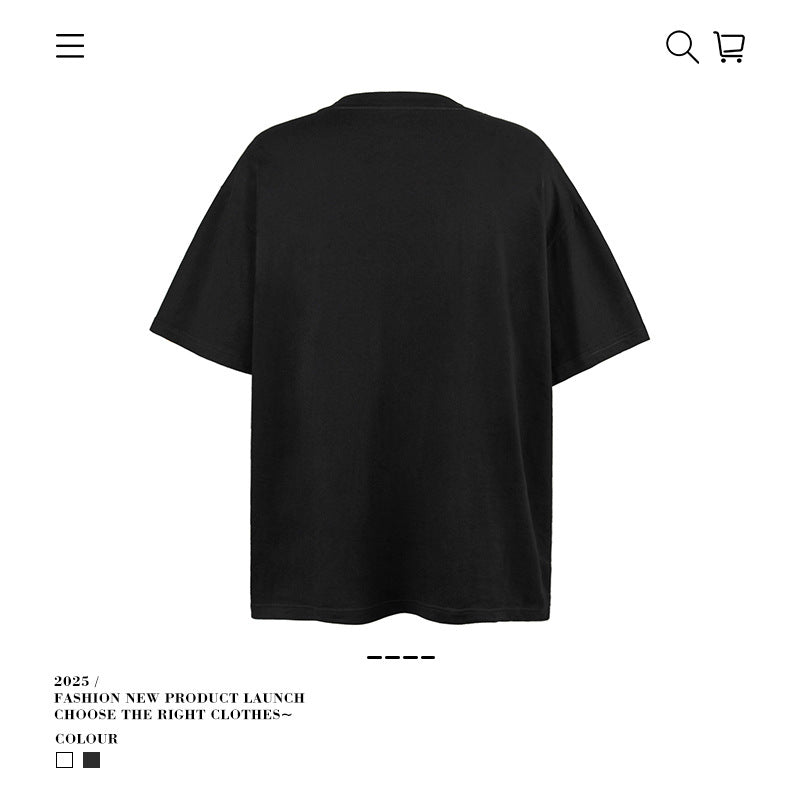 American vintage street T-shirt retro men's loose casual top