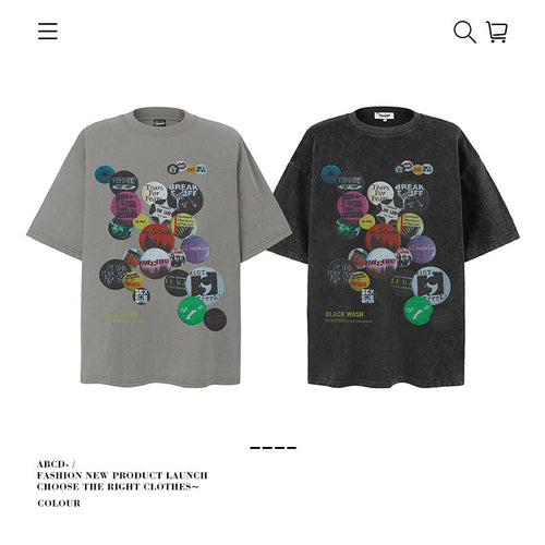 American vintage street T-shirt pure cotton retro men's and women's summer loose