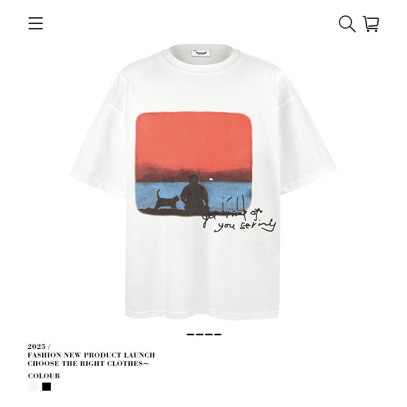 American vintage street T-shirt summer loose vintage menswear