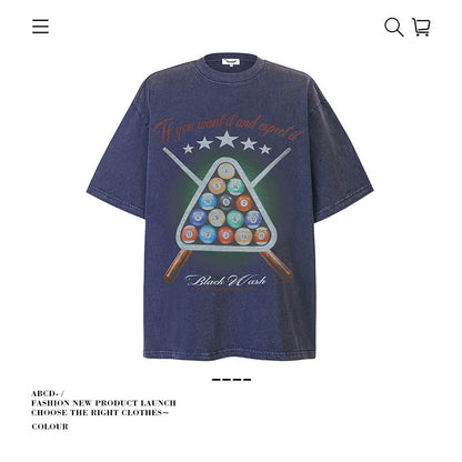 American vintage street T-shirt pure cotton retro men's and women's summer loose