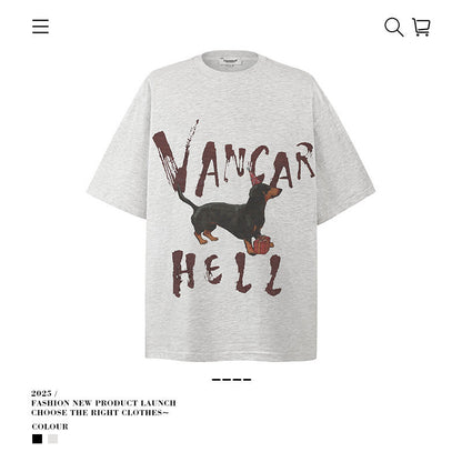 American vintage street T-shirt loose vintage pure cotton men and women summer