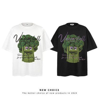 American vintage street T-shirt men's loose summer half-sleeved shirt