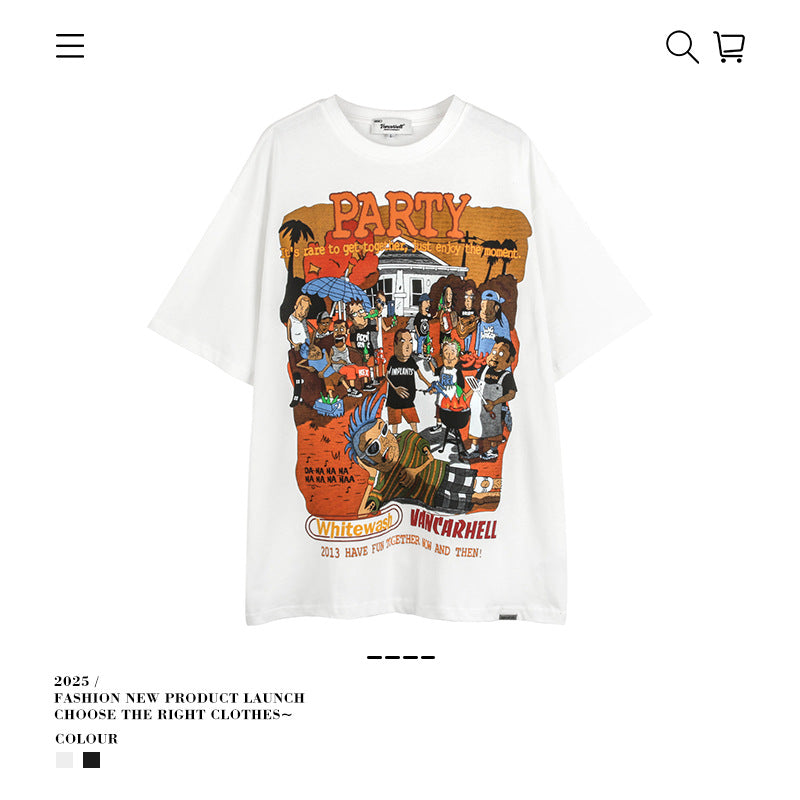 American vintage street T-shirt men's loose top