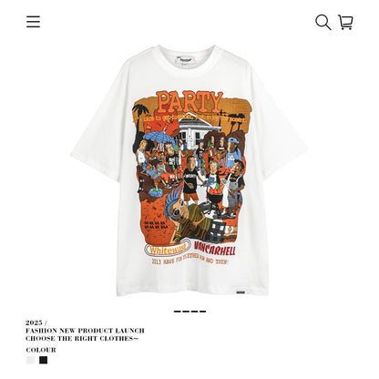 American vintage street T-shirt men's loose top